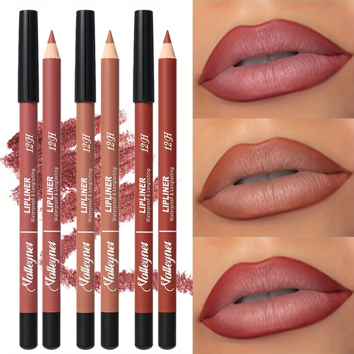3 ألوان ماتي قلم تحديد الشفاه مقاوم للماء وطويل الأمد ماكياج الشفاه مع طرف حاد عارية قلم تحديد الشفاه مجموعة ماكياج الشفاه كومبو #2