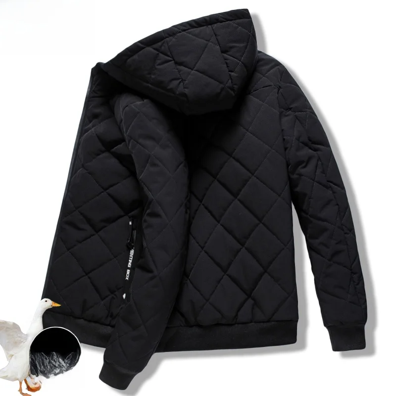 

Thiened Winter Men's down Cotton Jaet Warm Windproof Hooded Coat Faionable Urban Sle Long Sve Zipper Closure Casua...