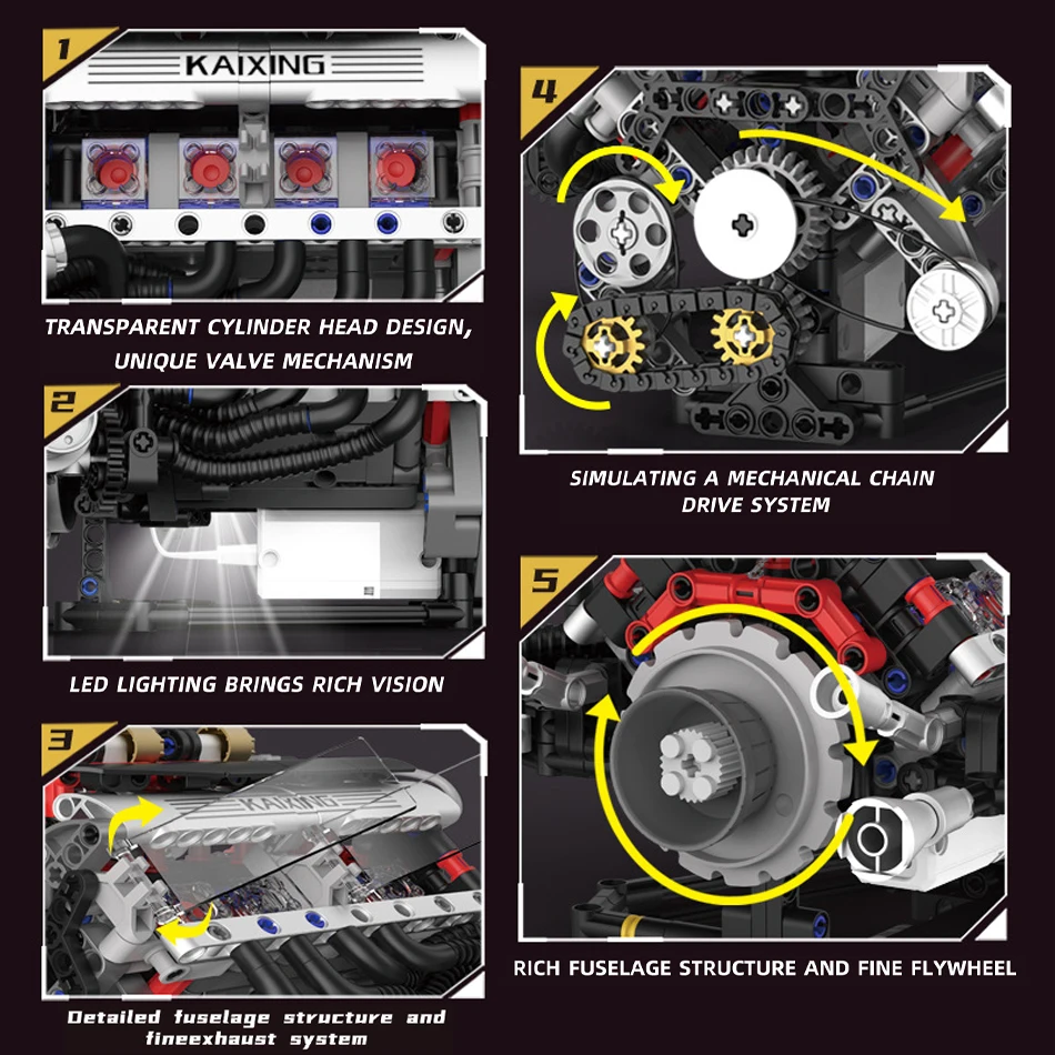 MOC supercoche F1 motorizado V8 modelo de bloques de construcción piezas de coche motor de accionamiento eléctrico montaje ladrillos juguete adultos niños regalo