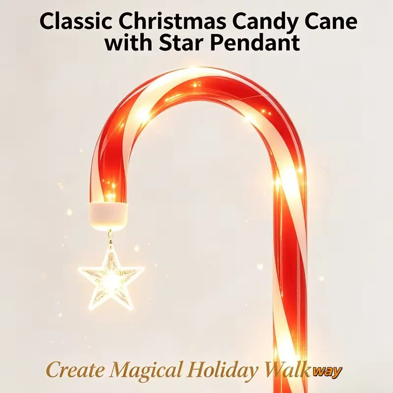 Solar Christmas Candy Cane Garden Lights Outdoor Waterproof LED Stake Lamps 1Set 5/8PCs Warm White LED Yard Lawn Holiday Decor