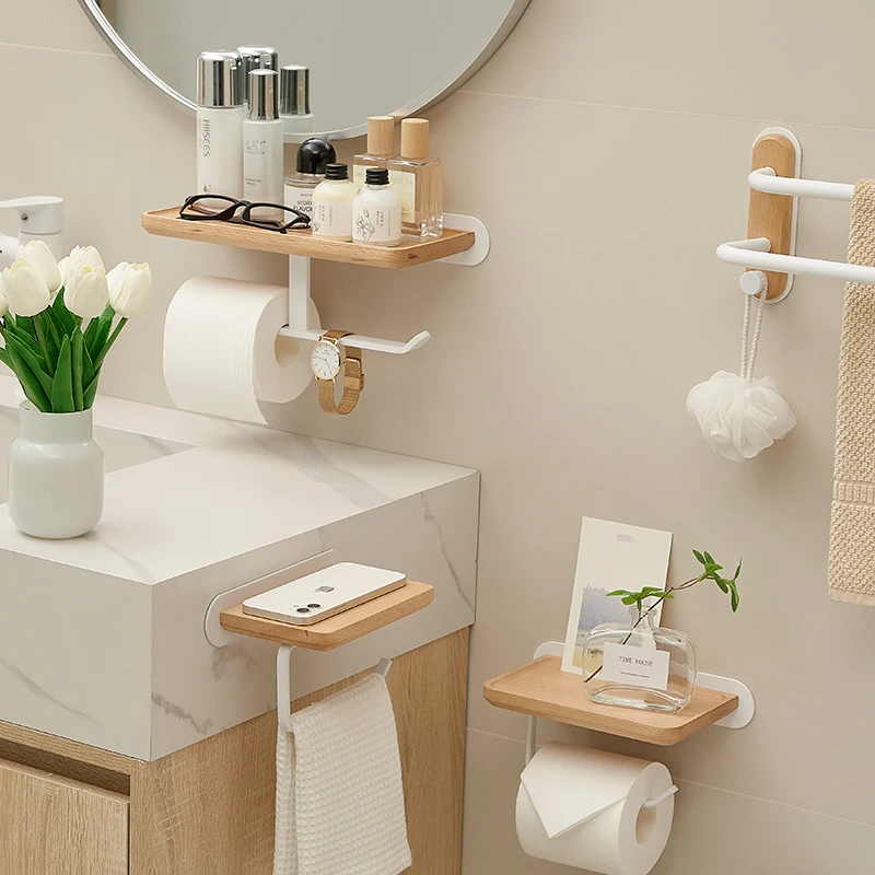 

XK Log Style White Toilet Tissue Box Punch-Free Wall Hanging Toilet Paper