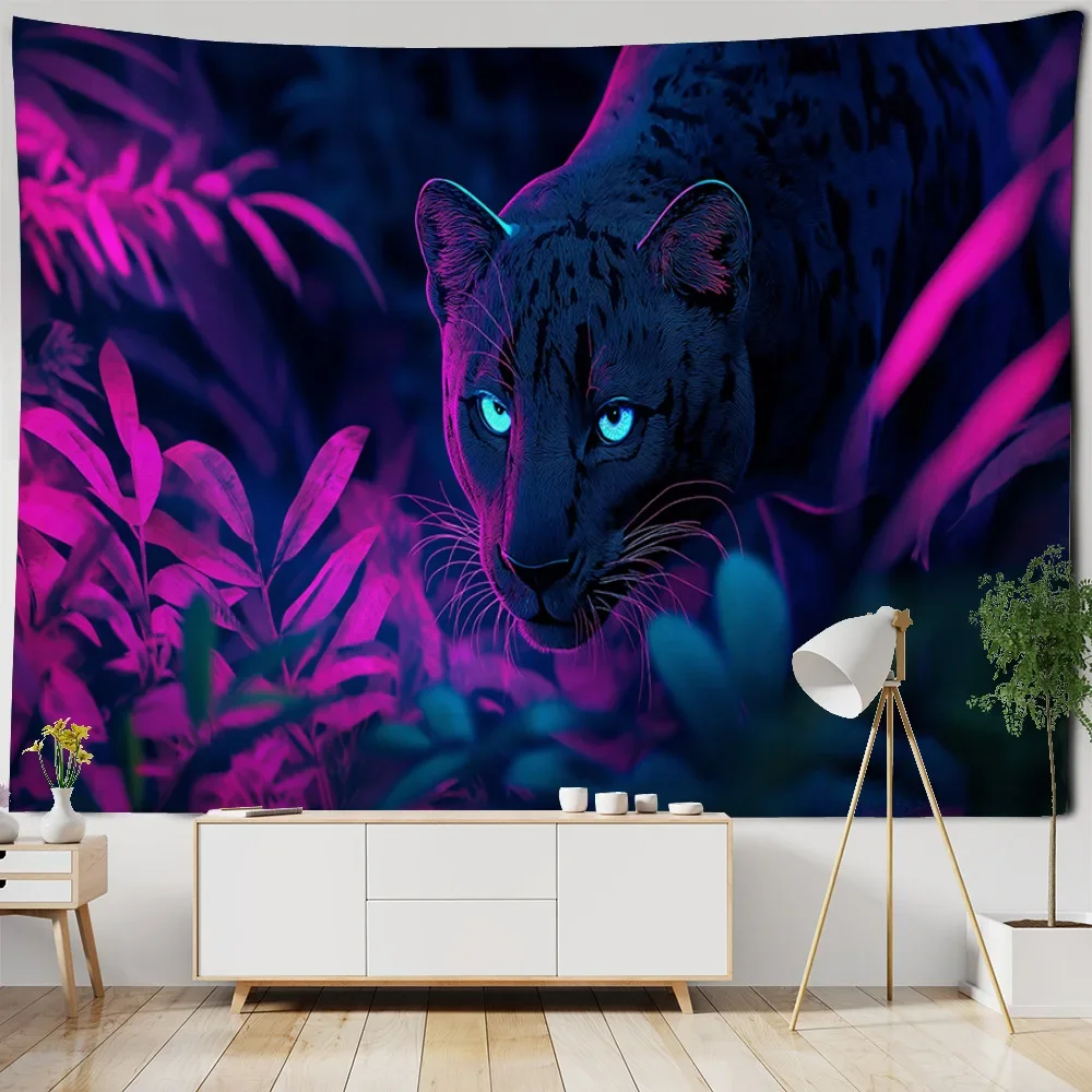 Large Leopard Jungle Tapestry Mural Decoration Tropical Adventure Psychedelic Animal Hanging Banner Indoor Decor Gift