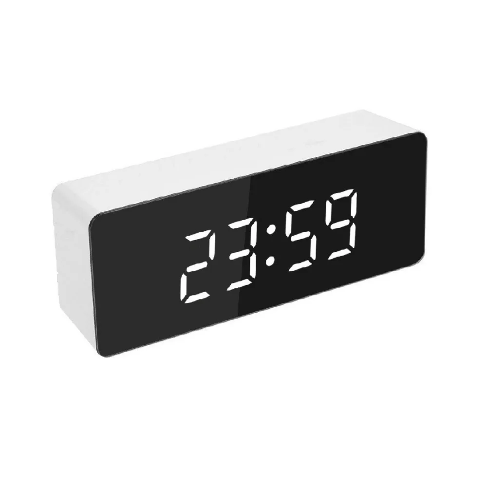 Wielofunkcyjny cyfrowy zegar biurkowy LED dla studentów - elegancki, inteligentny, cichy, świecący, dokładny, łatwy do odczytania, z efektem lustra i alarmem