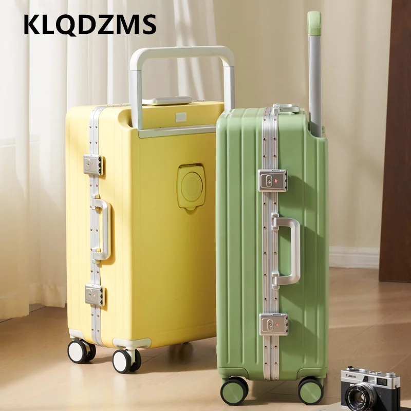 KLQDZMS Cabin Suitcase Front Opening Boarding Case Laptop Trolley Case USB Charging 20