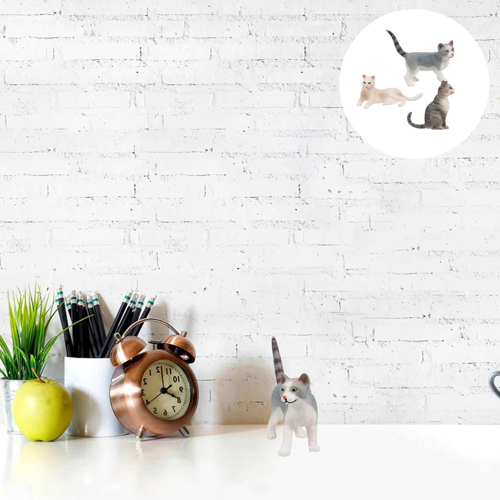 

3Pcs Hard Hair Cat Collection Lifelike Garden Decorations Cat Figures for Bedroom Car Drawing Room Miniature Cats