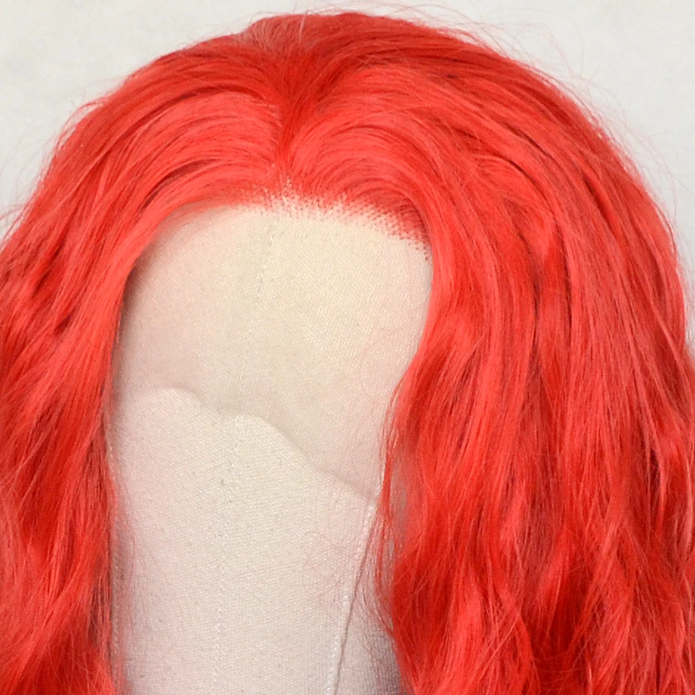 Voguebeauty Red Synthetic Lace Front Curly Wig Heat Resistant Fiber Natural Hairline Cosplay For Women