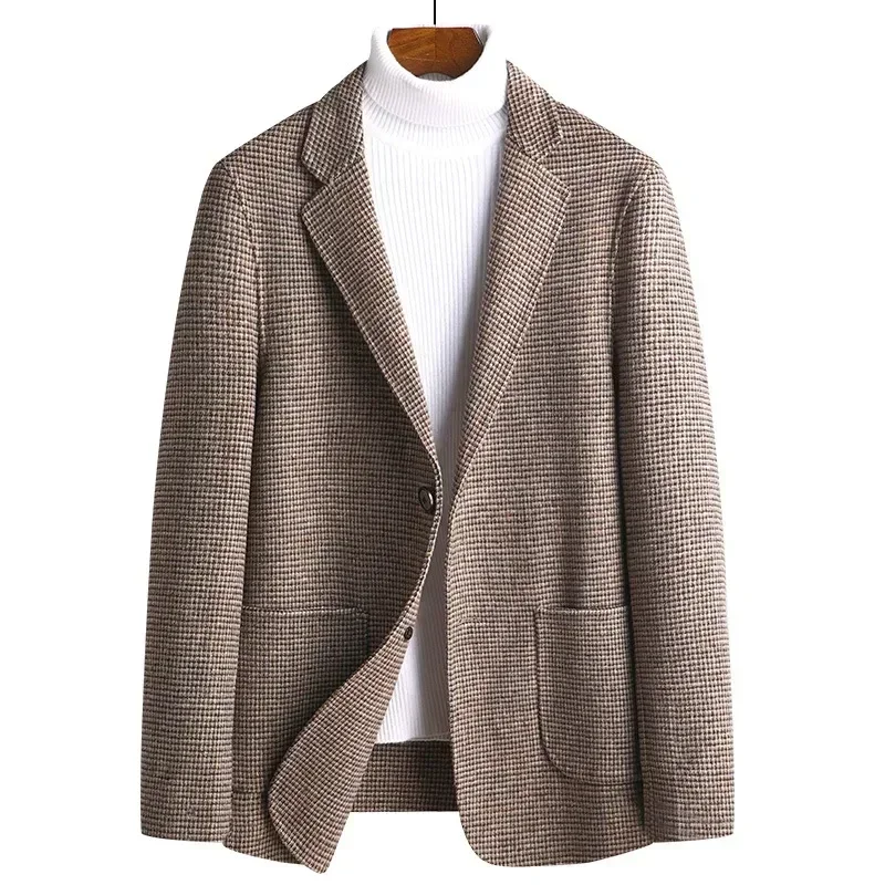 A3971  Spring and Autumn New Fashion Handsome Business Leisure Middle-aged Men Suit Woolen Coat High Quality