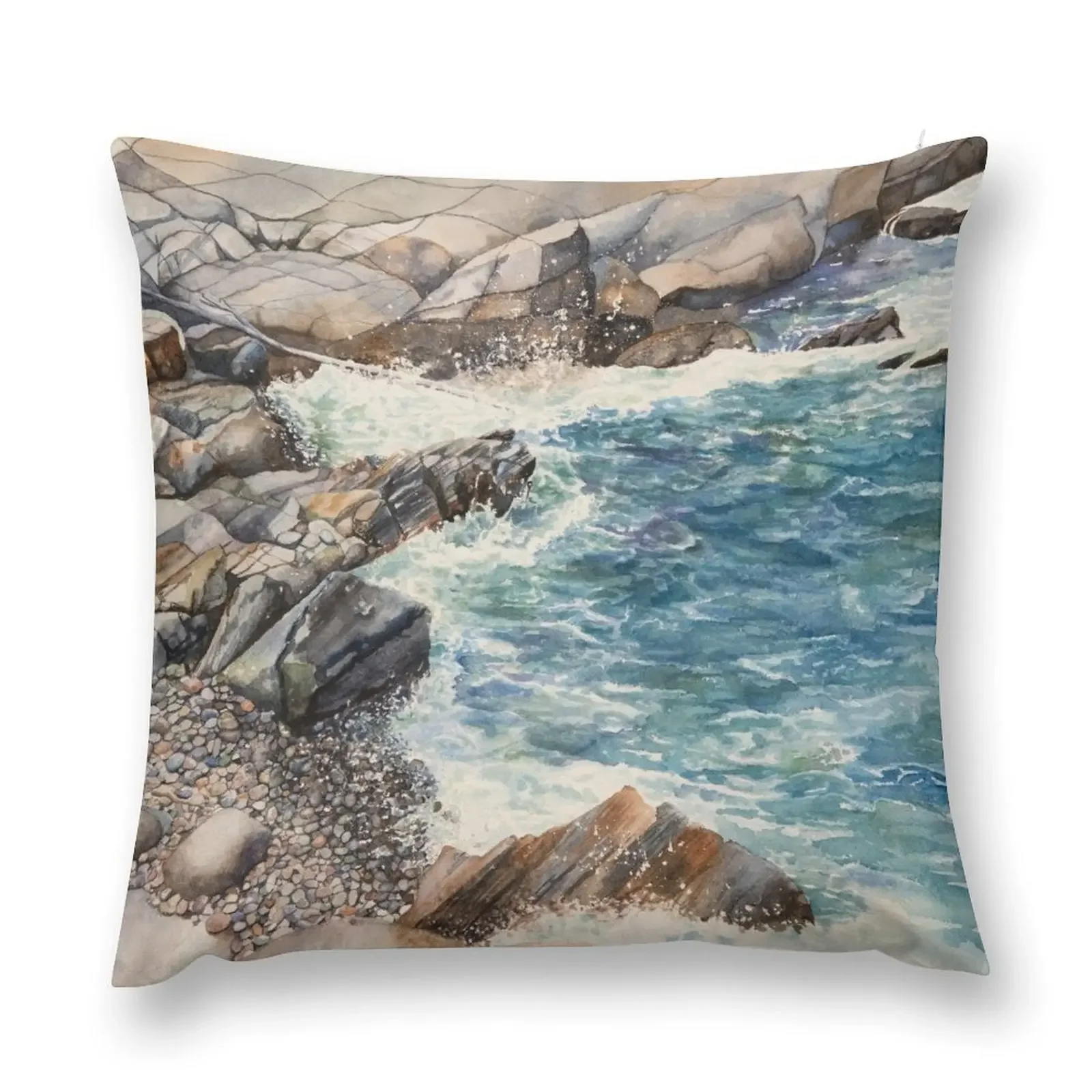 Maine Cove Seascape Watercolor Throw Pillow Cushions For Children Christmas Covers pillow