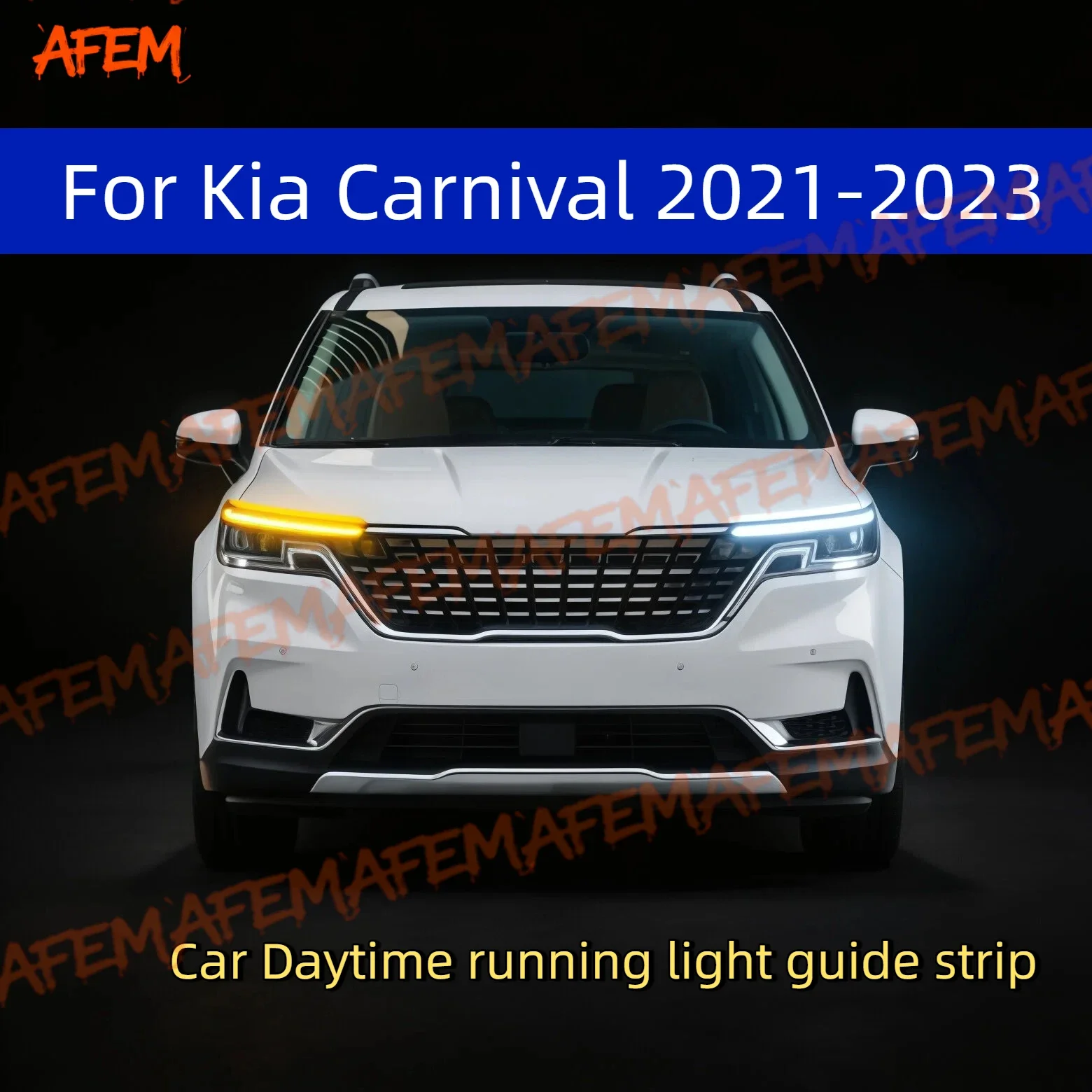 

For Kia Carnival 2021-2023 Car DRL Daytime Running Light Start Scan Style Sequential Flowing Turn Signal Light Ultra-Thin LED