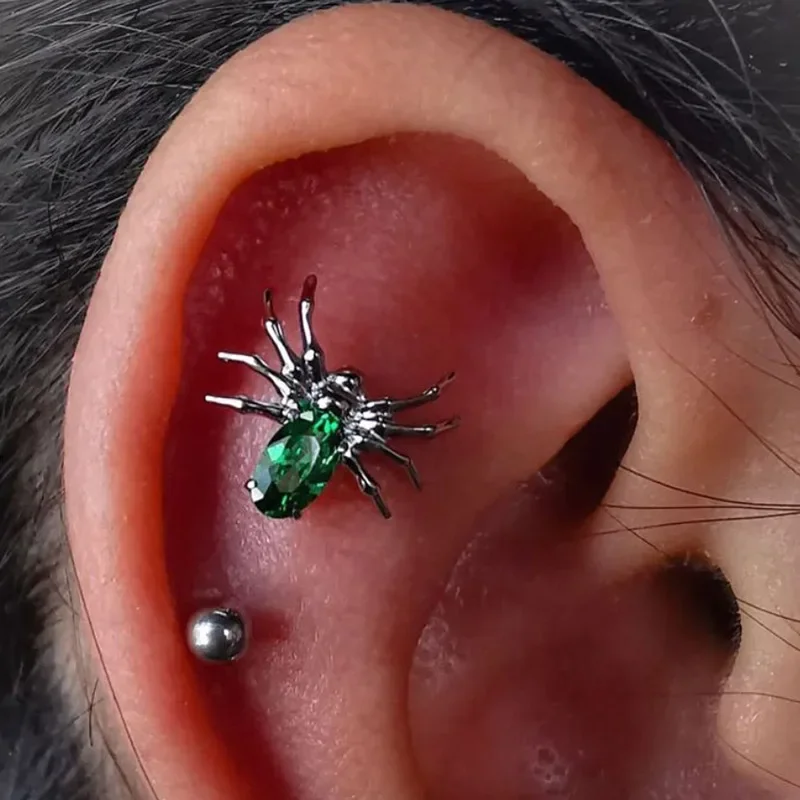 ASTM F136 التيتانيوم ثمانية أرجل العنكبوت الأذن ترصيع بيرك تشيكوسلوفاكيا معبد أعلى الخيوط Labret الزنمة الشفاه أقراط مسمار ثقب المجوهرات