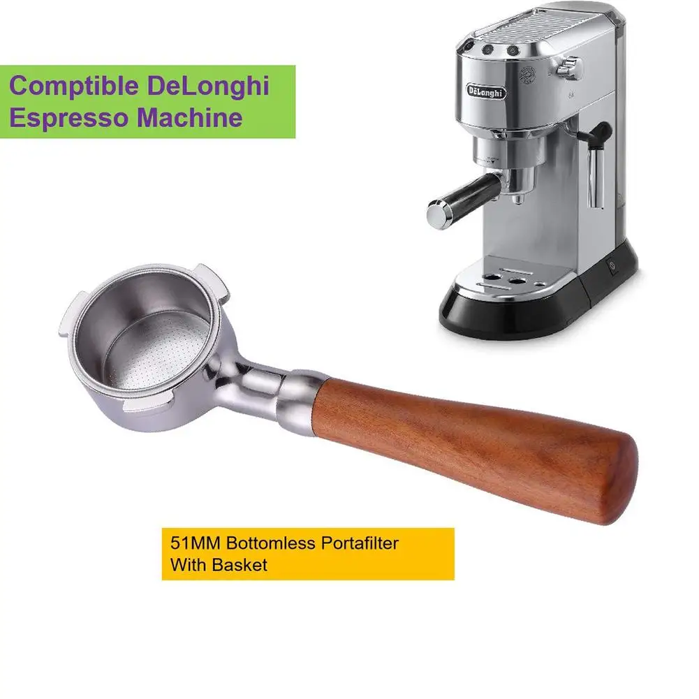 Easily Observe Your Brewing Process and Efficient 51mm Bottomless Espresso Handle for Dedicated Users of the Craft