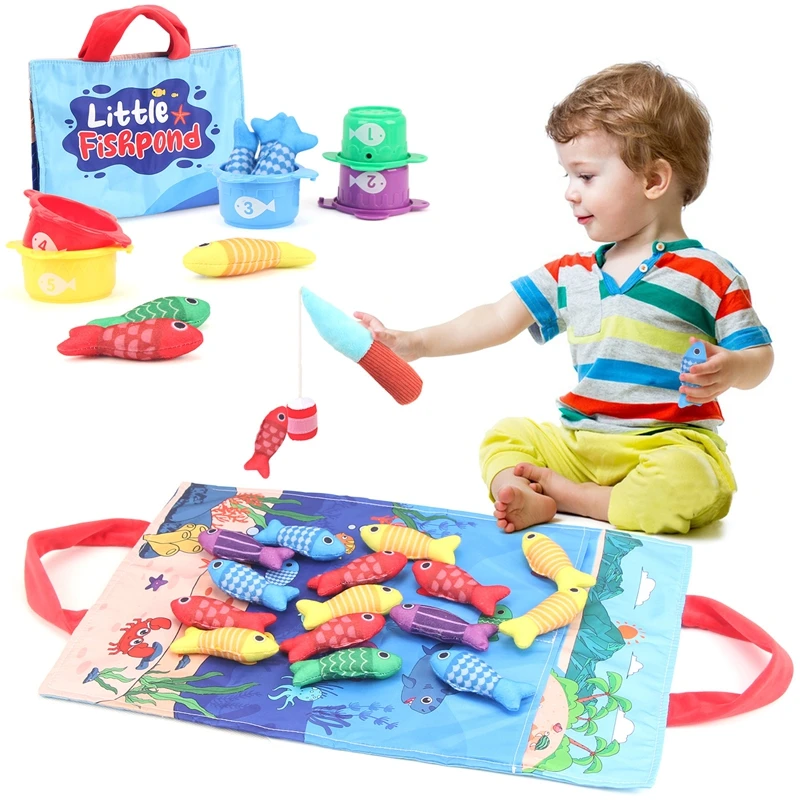 Baby Plüsch Angeln Spielzeug Set Simulieren Angeln Spiele Farbe Anzahl Frühen Bildung Erkenntnis Feinmotorik Training Montessori Spielzeug