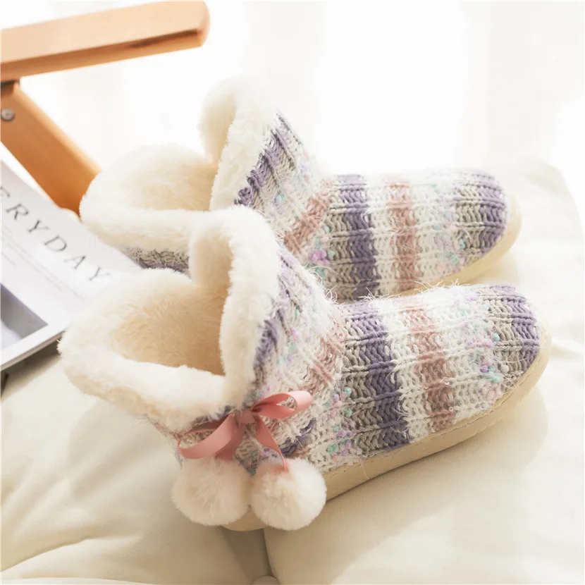 Fluffy Slipper Boots Womens Winter Warm Fur Contton Plush Indoor Flat Fuzzy Female Room Home House Shoes Ladies Cozy Soft