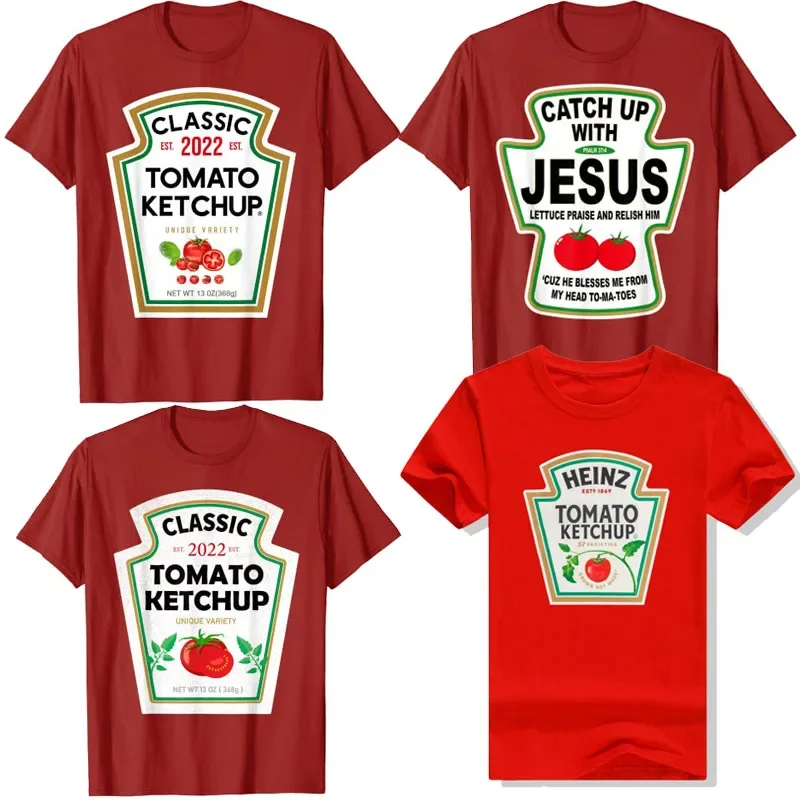 Classic Mayo Mustard Ketchup Costume Matching Couples Groups Halloween T-Shirt Gift Heinz-Tomato-Ketchup BBQ Clothes Tee Tops