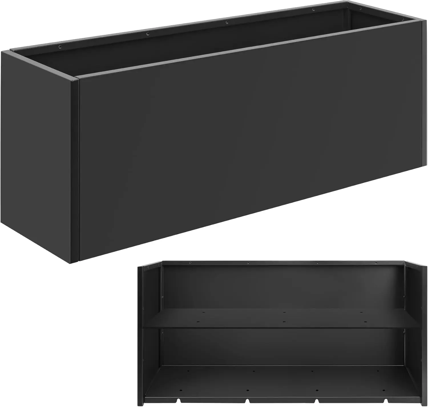 Metal Planter Box 46” x 16” x 16” Tall Planter Box with Removable Insert Shelf Black Steel Planter Box Heavy Duty for Porch