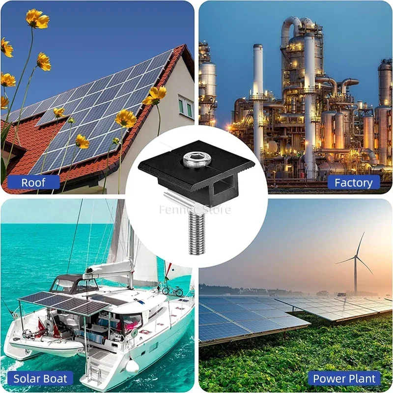 Solar Panel Mounting Fixing Clamp Adjustable Bracket End & Mid Clamp PV Panel Clip for Solar Panel PV System Install Accessories