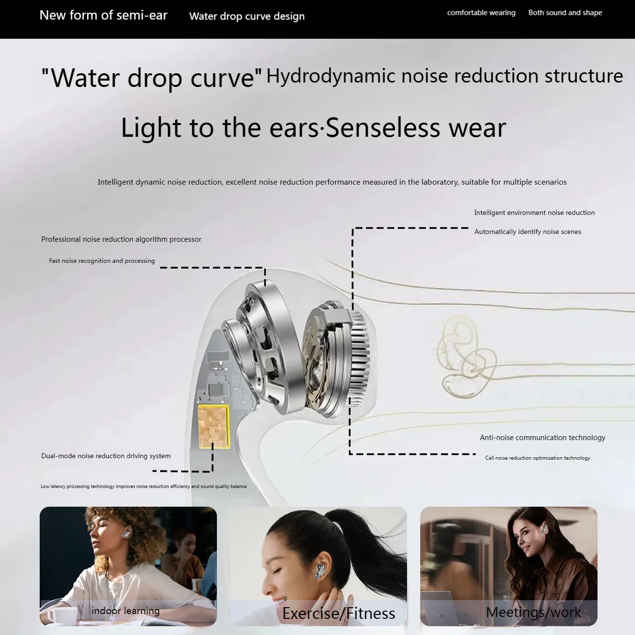 سماعات مجوهرات للبنات مع زوج من أقراط الفراشة 360 درجة ° سماعات أذن بنمط صوت ستيريو بانورامي لتقليل الضوضاء بنصف داخل الأذن #5