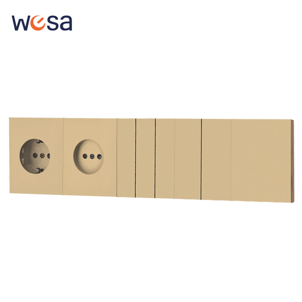 

Золотой кулисный переключатель, краска на ощупь, встроенная встроенная панель, настенная розетка, розетки, кнопка выключателя света, комбинация «сделай сам»