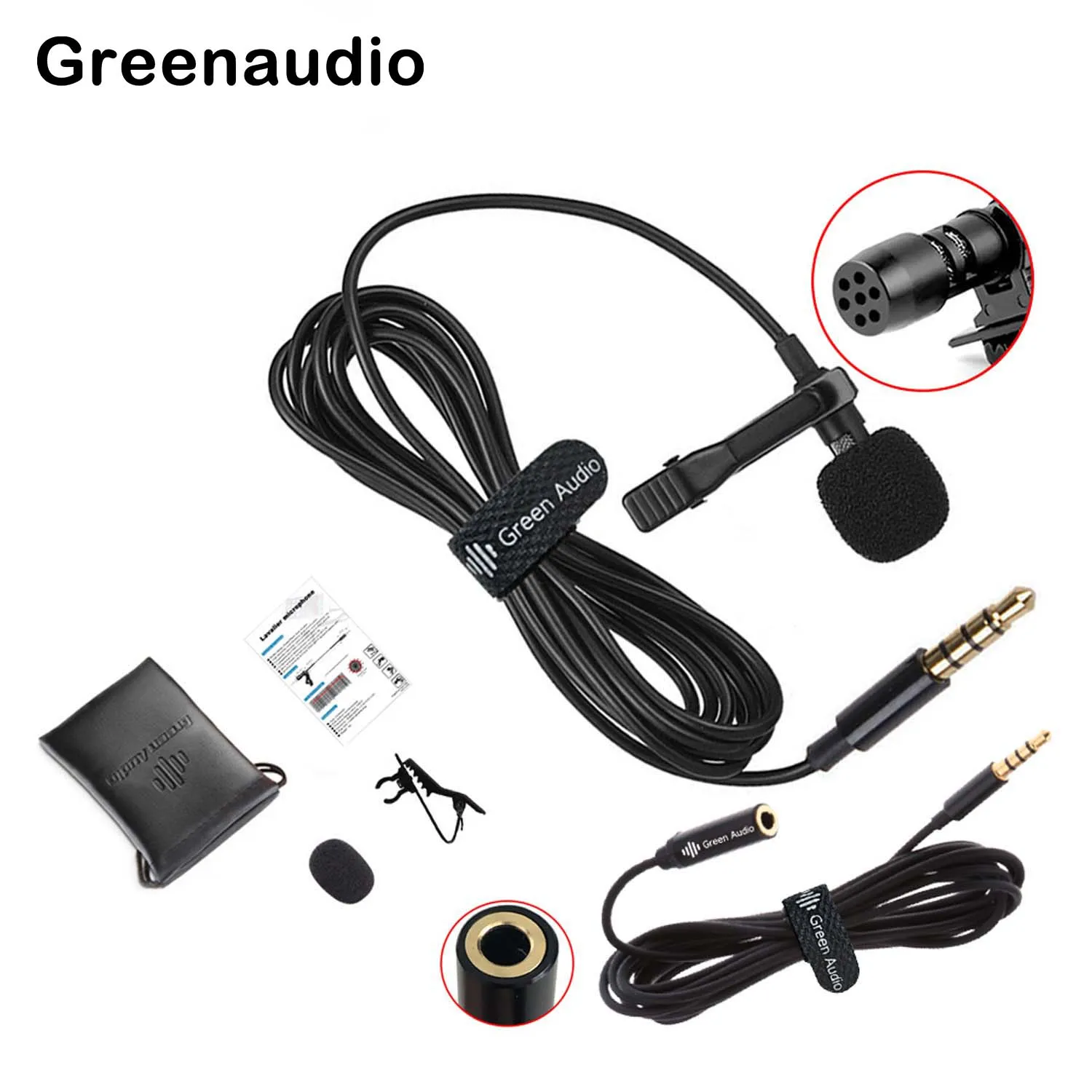 GAM-141L Professional Lavalier Lapel Clip on Microphone for Cameras and Smartphones with 2 Meter Extension Cable