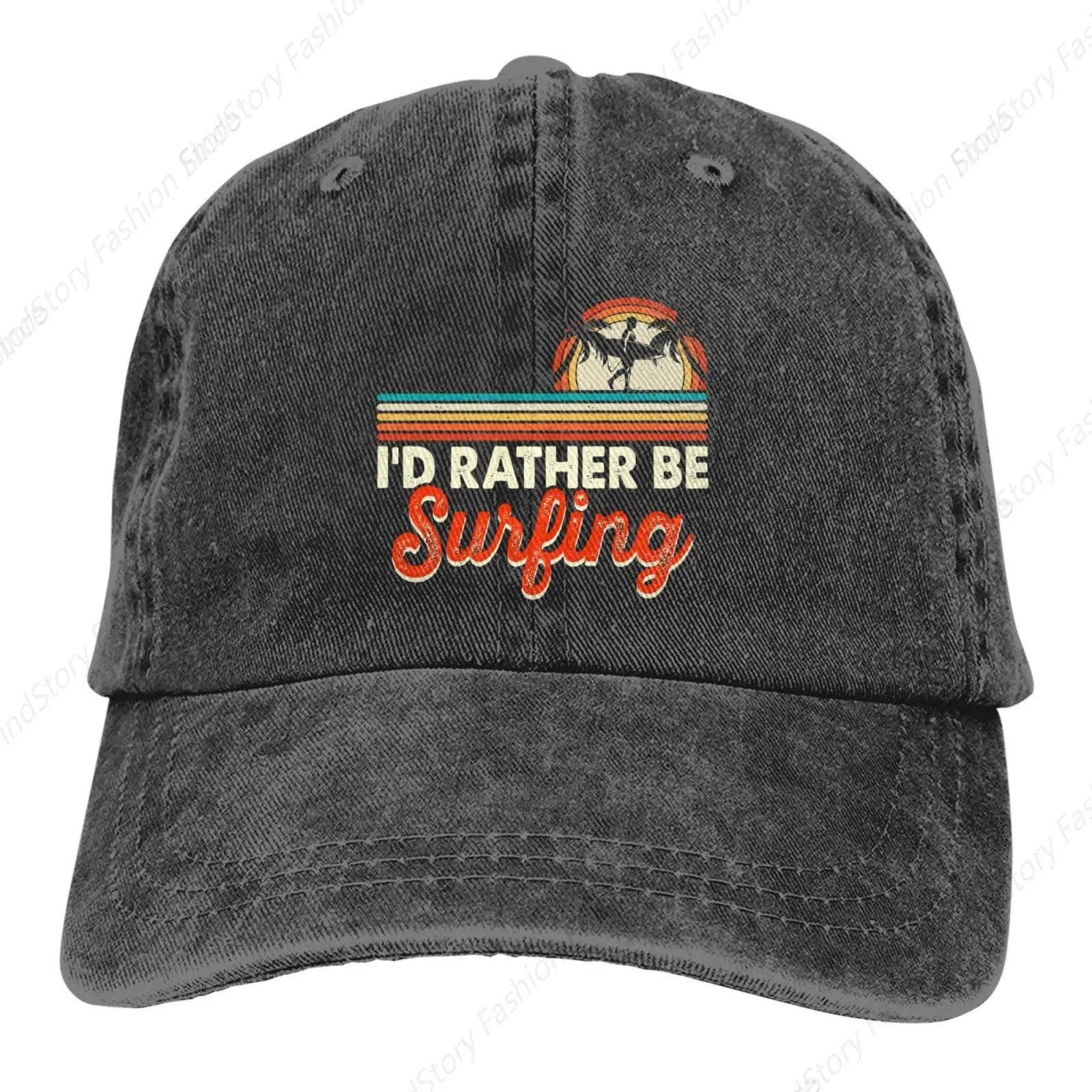 I'd Rather Be Surfing Baseball Cap Unisex Vintage Trucker Denim Hat Adjustable Cowboy for Men Women Casual Hip-hop Sports