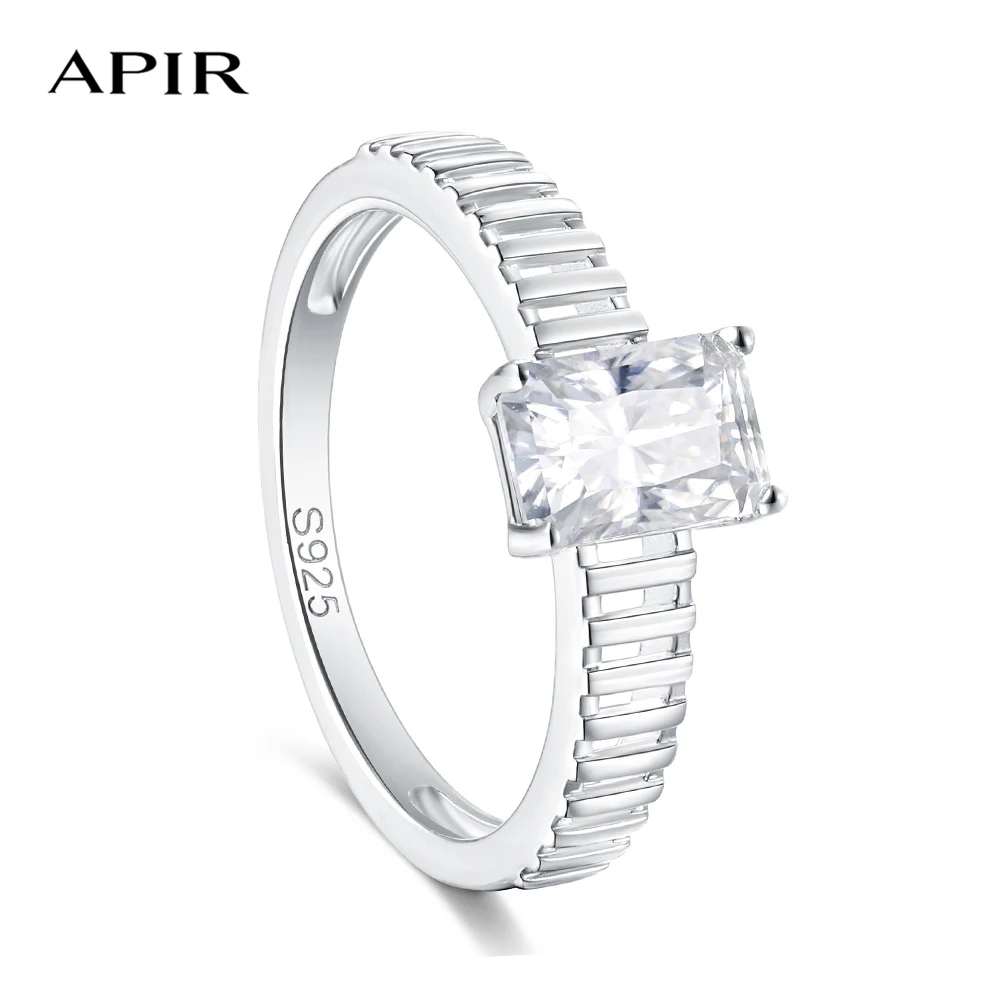 

APIR 1 ct D Color Radiant Cut Moissanite Rings for Women 925 Sterling Silver Lab Diamond Ring Engagement Wedding Fine Jewelry