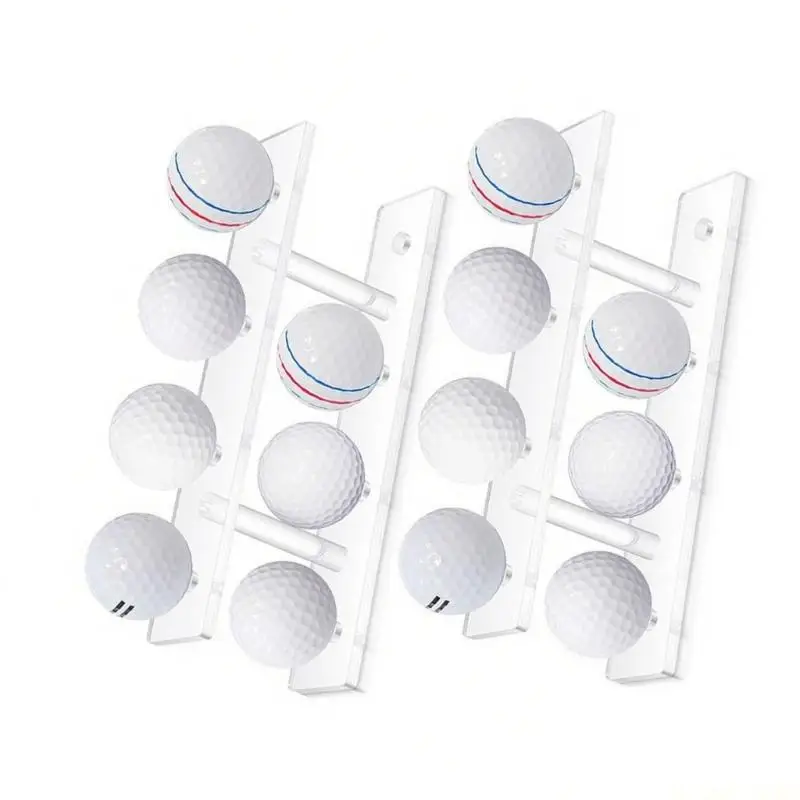 

M5TC 2Pcs Acrylic Golf Ball Display Rack Holds 8 Balls Double Layer Golf Ball Storage Rack with Grooves For Home Office