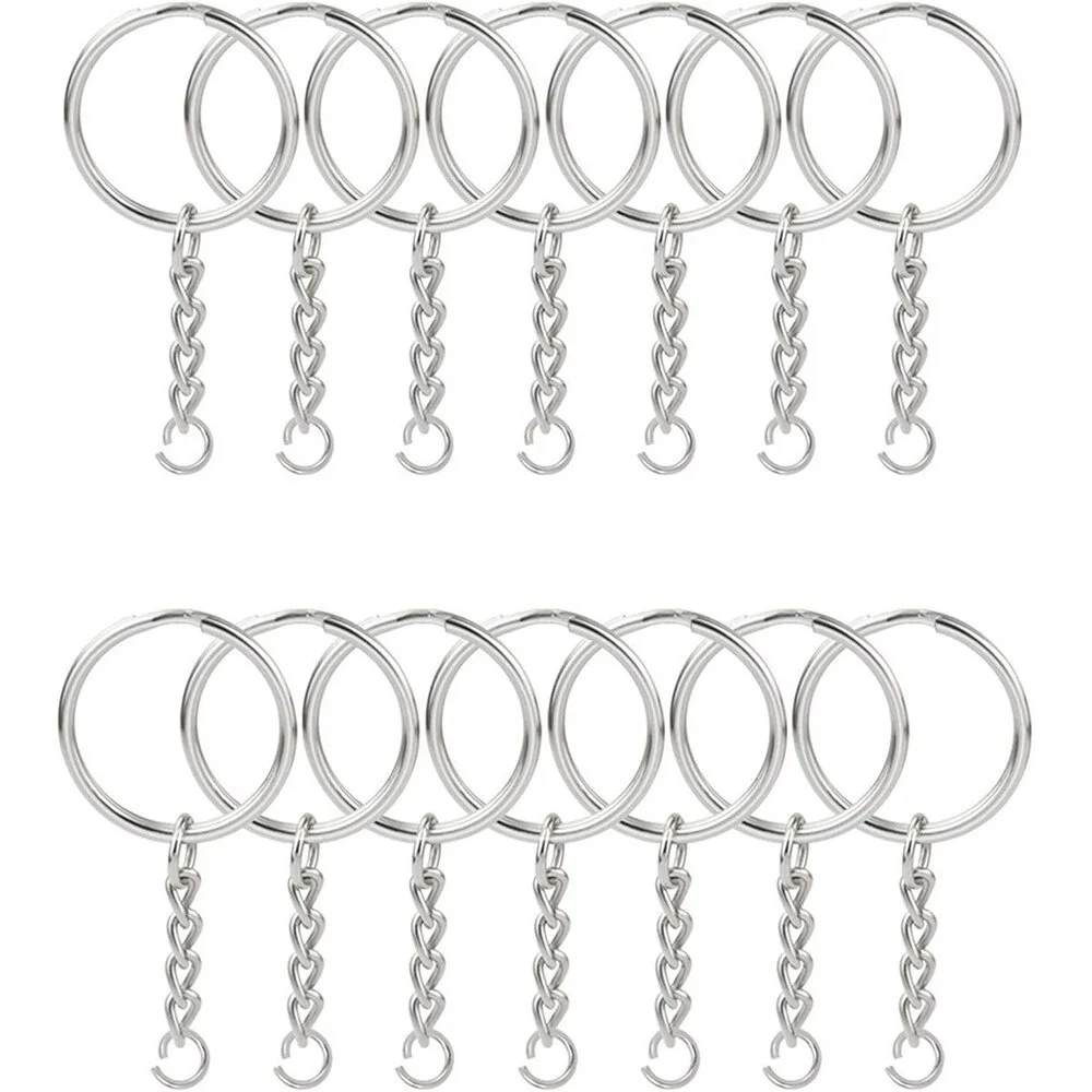 30PCS Split Key Ring with Chain and Jump Rings Silver Color Metal Parts with Open Jump Ring and Connector DIY Jewelry