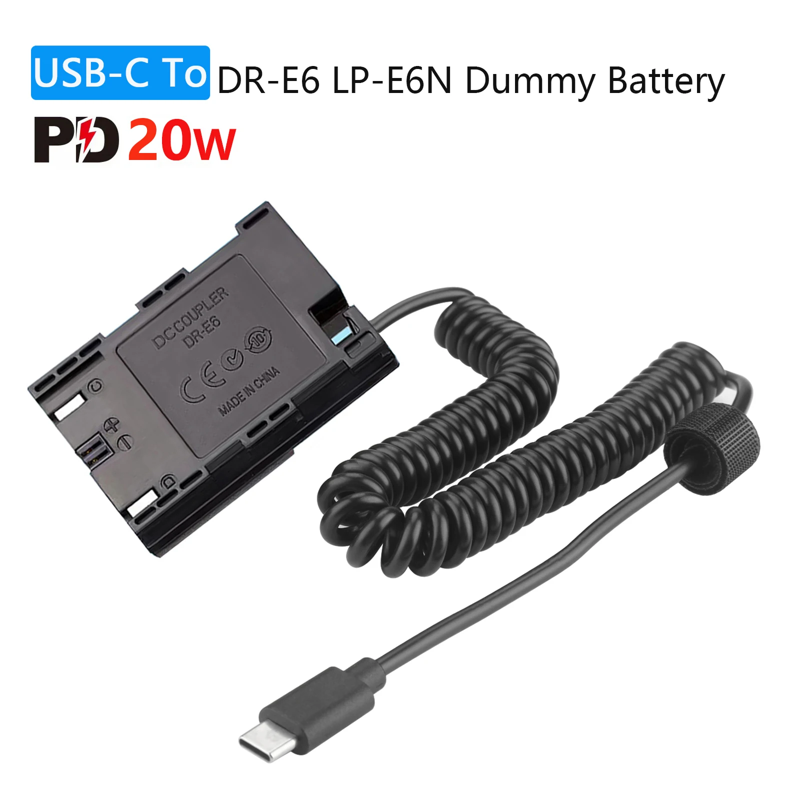 USB-C do LP-E6 LP-E6N imitacja baterii Adapter zasilacza AC DC dla Canon EOS 5D 6D 7D Mark II III IV 5DS R