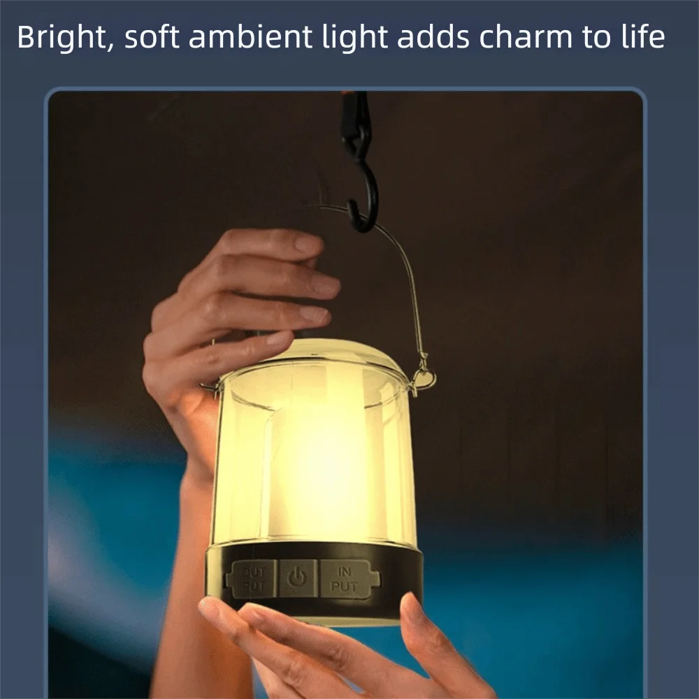 Linterna LED Recargable por USB, 3 Colores, Modos Ajustables, Lámpara de Camping Compacta con Control Táctil