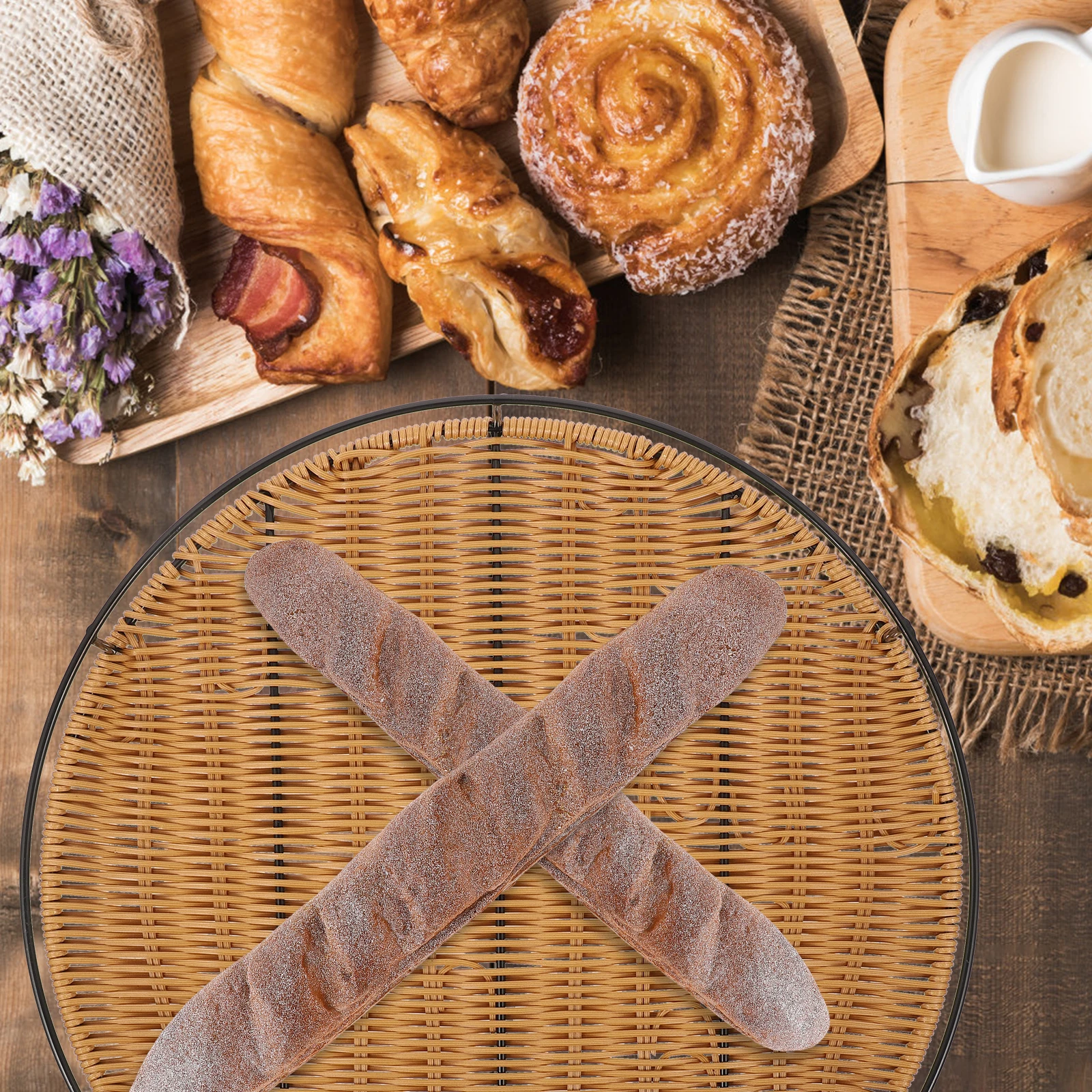 

Lightweight Rattan Woven Tray Strong Odorless Safe Kitchen Bathroom Office Hotel Storage Display Round Serving Fruit Snacks
