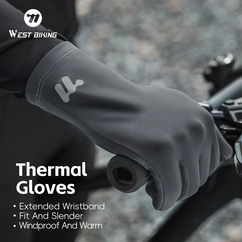 

Зимние мотоциклетные перчатки WEST BIKING, теплые ветрозащитные велосипедные перчатки с полным пальцем, сенсорный экран, уличные лыжные спортивные велосипедные перчатки