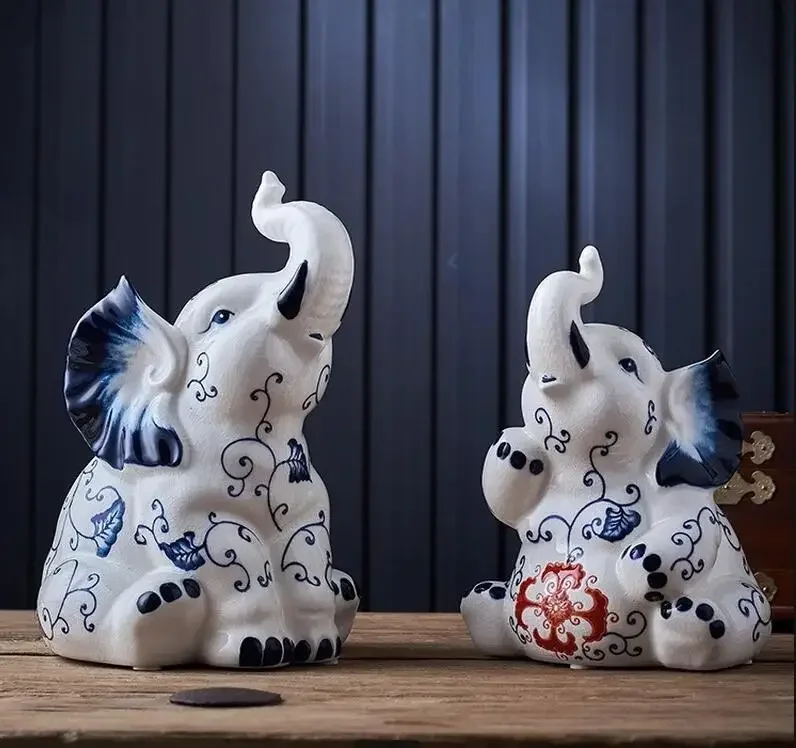 

Elephant Ceramic Ornament Crafts Gift Living Room Tv Cabinet Decoration Statuette Figurines Knickknacks Statue Home Accessories