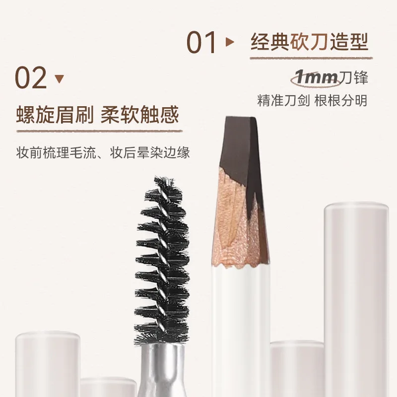 Natural Eyebrow Pencil Microblade Effect Waterproof Hard Formula Dual Ended Easy Draw Hair Strokes Powder Finish