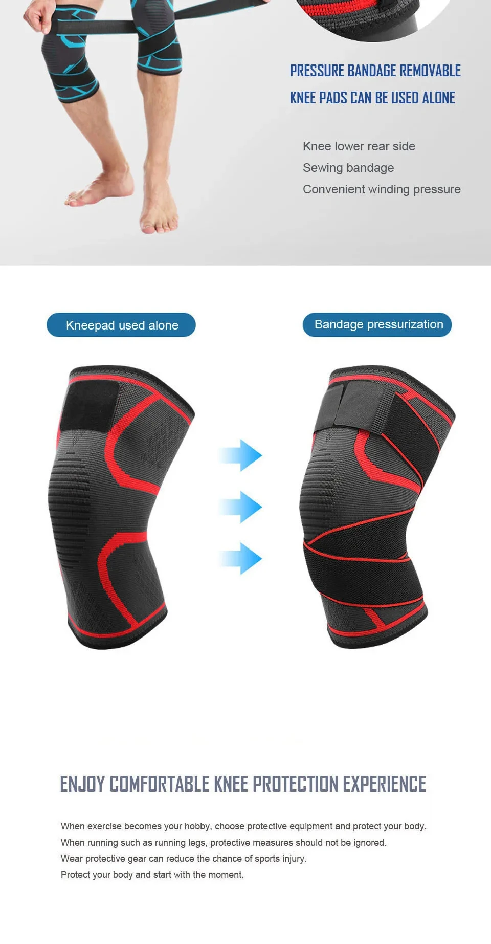 1pc Sport Fitness Knie Pads Unterstützung Bandage Hosenträger Elastische Nylon Sport Kompression Hülse für Basketball – Detail 2