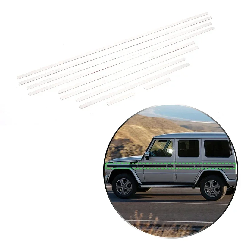 For Mercedes-Benz G-Class W463  2004-2018 Stainless Steel Silver Car Body Trim Sticker Car Exterior Protection Accessories