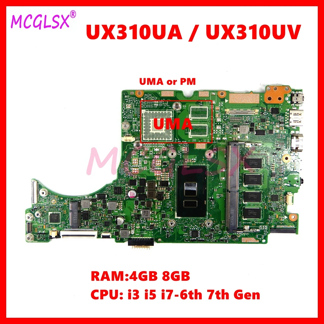 

UX310UV i3/i5/i7 CPU Mainboard For ASUS UX310U UX310UA UX3000U RX310U UX310UQ/UQK UX410U RX410U UX410UA/UAK UX410UQK Motherboard