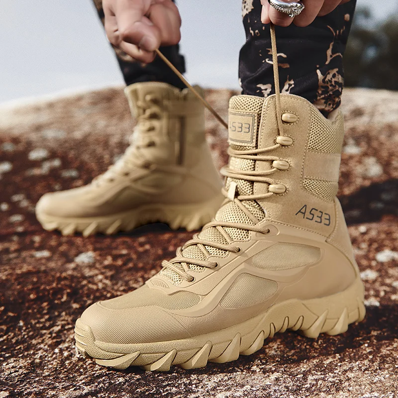 

High Top Special Forces Tactical Military Boots Men Breathable Desert Army Trekking Shoes Male Outdoor Hiking Camping Sneakers