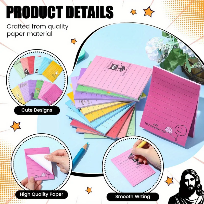 6 هدايا زميل مثيرة للاهتمام - ملاحظات لاصقة للمكتب المتناظري، مع عبارات مضحكة ونكتات عدوانية سلبية، 10.16 × 7.62Centtimete #3