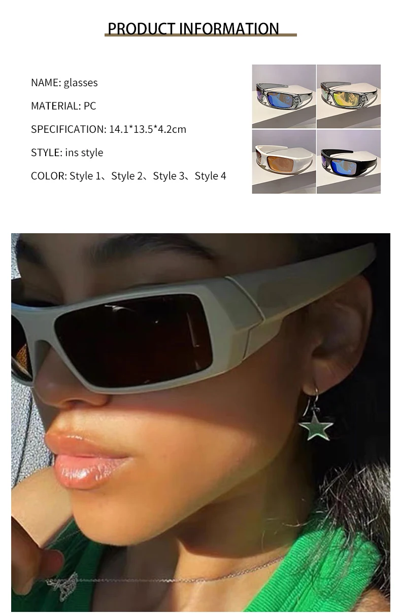Outdoor Radfahren Winddichte Brille UV400 Schutz Sport Sonnenbrille Männer Frauen Trendy Retro Rechteckige Wrap Around Goggle – Detail 6
