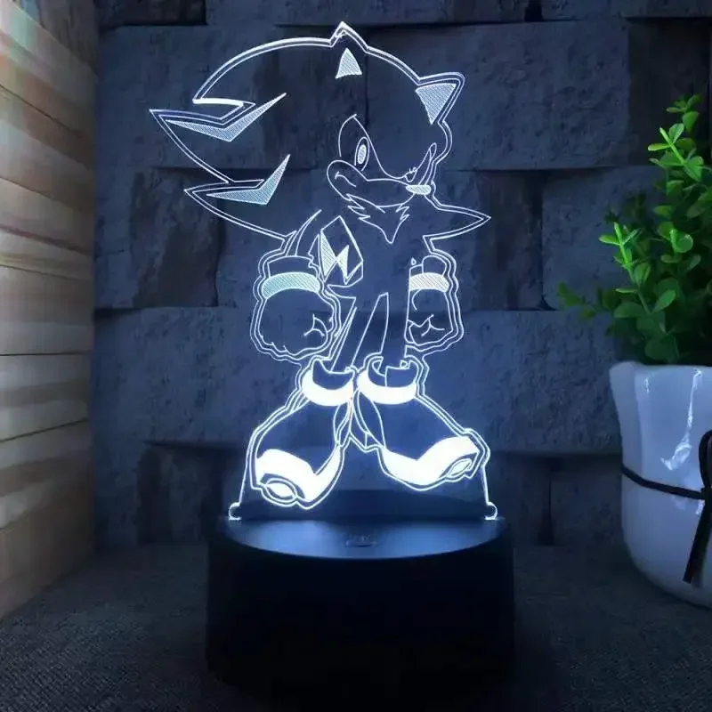 Figurine sonique modèle 3D veilleuse LED 7 couleurs changeantes lampe figurine sonique chambre décoration jouet enfant enfants cadeau d'anniversaire