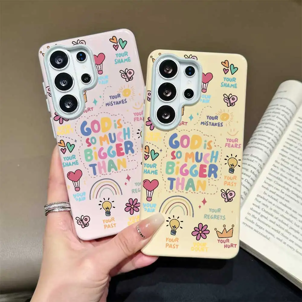 Positive Text Rainbow Heart Phone Case For Samsung Galaxy S26 S25 S24 Plus S26 Ultra A55 A17 A27 A57 A56 A37 Dopamine Soft Cover
