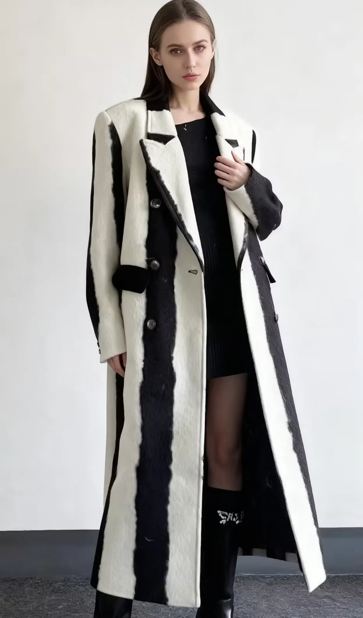 

Wool Blend Coats Womens Woolen Coat Thickened Plaid Winter Velvet Buttoned Chic Parisian Style Office Lady Mature Gentle Cozy OL