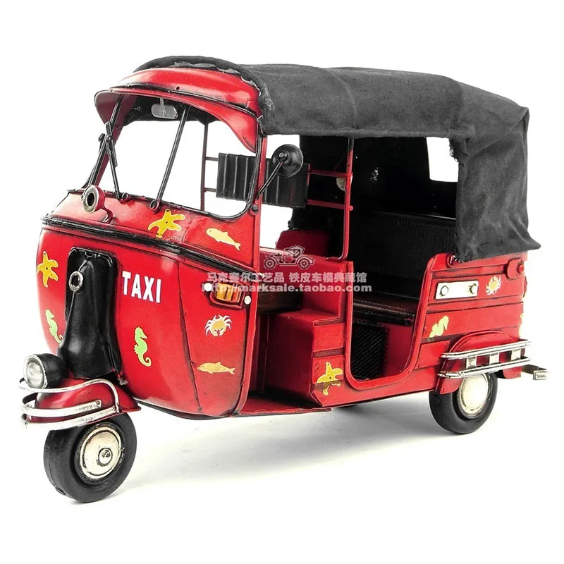 Vintage Iron Art Southeast Asia India Tuktuk Taxi Tricycle Model Home Decoration Crafts Home Accessories Handmade DIY Crafts