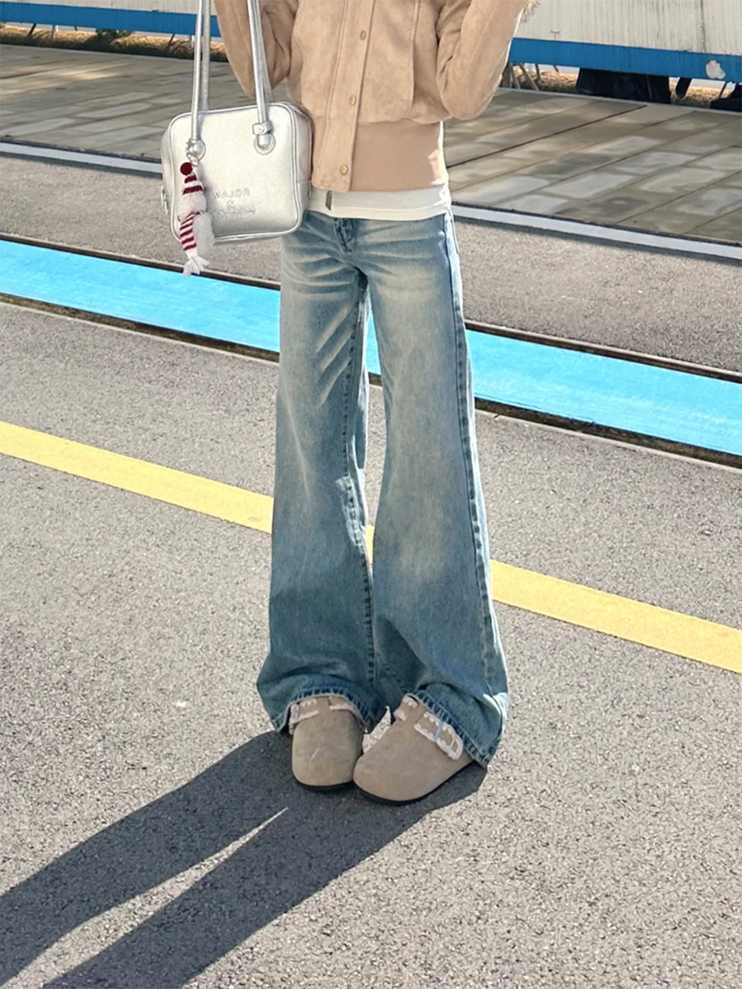 

High Waist Straight Leg Blue Denim Jeans Women's Vintage Washed Narrow Version Long Pants Casual Comfortable Anti-Wrinkle