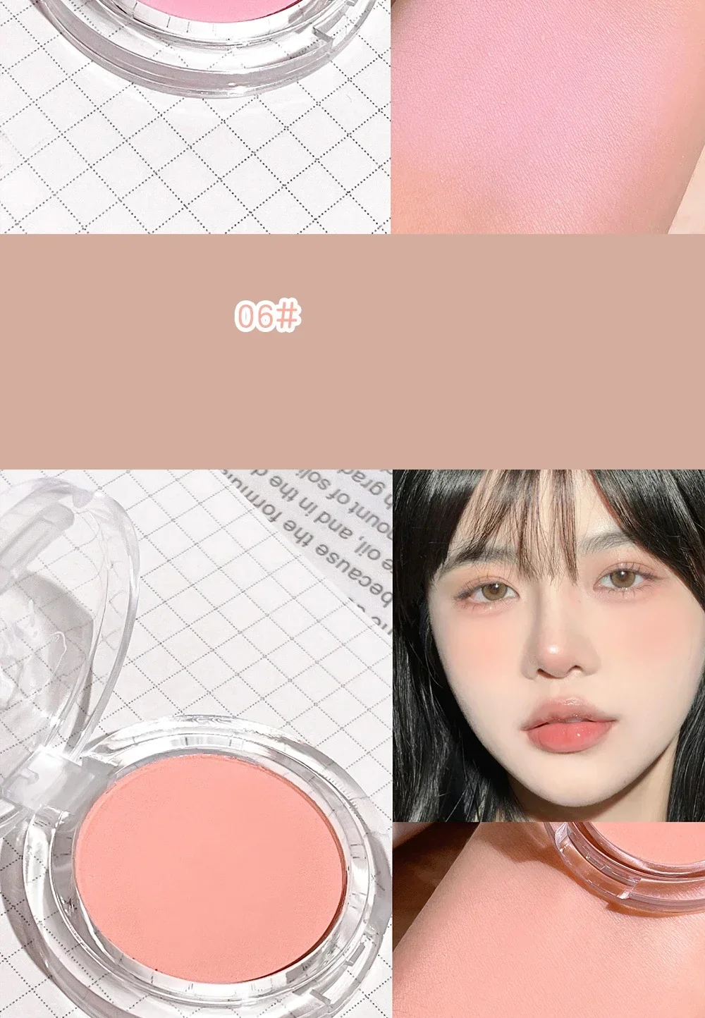 Monochrome Rouge-Palette, rosafarbenes, orangefarbenes, weiches Rouge-Puder, natürliche Wangenfarbe, Gesichts-Make-up, matte Rouge-Contour-Schattenpalette für Mädchen – Detail 7