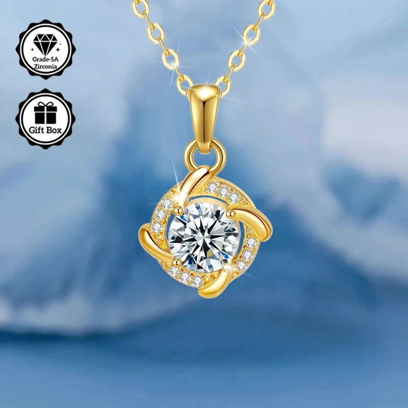 

1 carat zirconia necklace for women, Jewelry for women, hypoallergenic necklace, Bohemian Christmas gift for her, with gift box