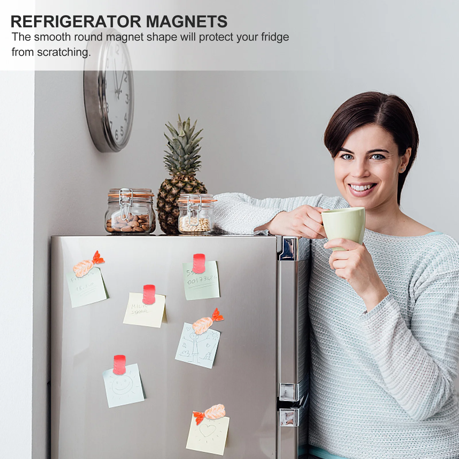 3 قطع مغناطيس ثلاجة السوشي على شكل طعام لطيف للثلاجة المزخرفة، خزانة طعام مغناطيسية للمكتب المنزلي #2