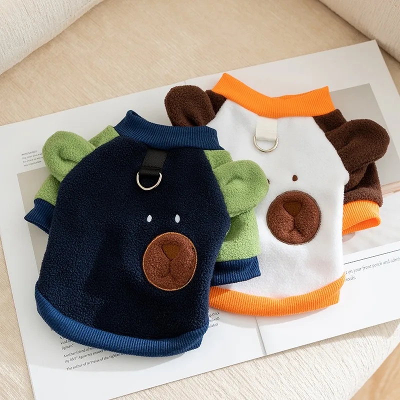 

2024 New Dog Clothes Pet Warm Sweatshirt Poodle Winter Clothes Puppy Cartoon Bear Stereo Ears Cartoon Fleece Coat