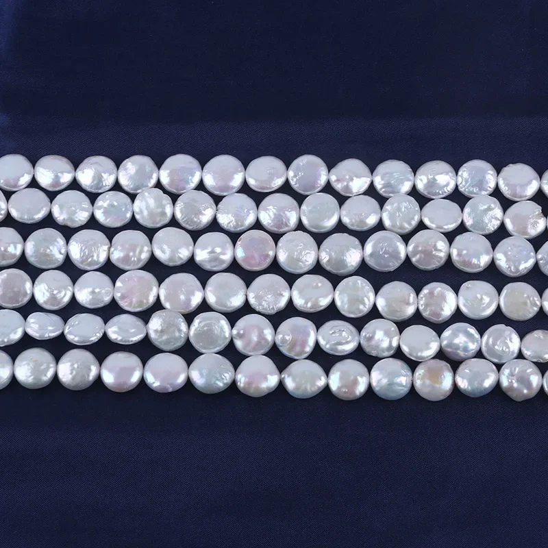 China Manufacturers  13-14mm Natural White Coin Shape Fresh Water Pearl  Wholesale  Irregular  Freshwater Pearls