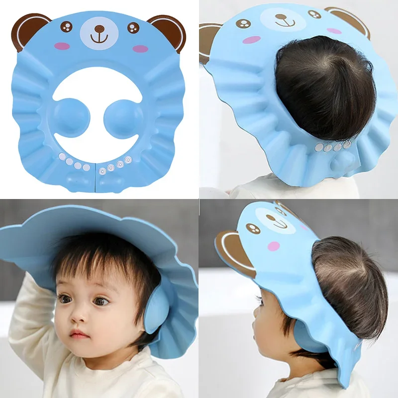 

Baby Shower Soft Cap Adjustable Hair Wash Hat for Kids Ear Protection Safe Children Shampoo Bathing Shower Protect Head Cover